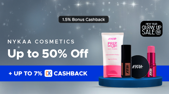 Nykaa: Upto 50% Off on Nykaa Cosmetics + Upto 7% CashKaro Cashback